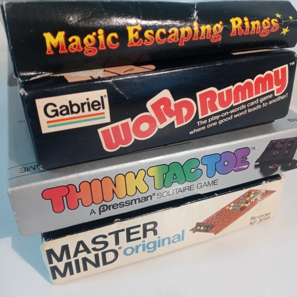 Lot of 4 Vintage Board Games Magic Trick Masterminds Word Rummy Tic Tac Toe Fun - Picture 3 of 13